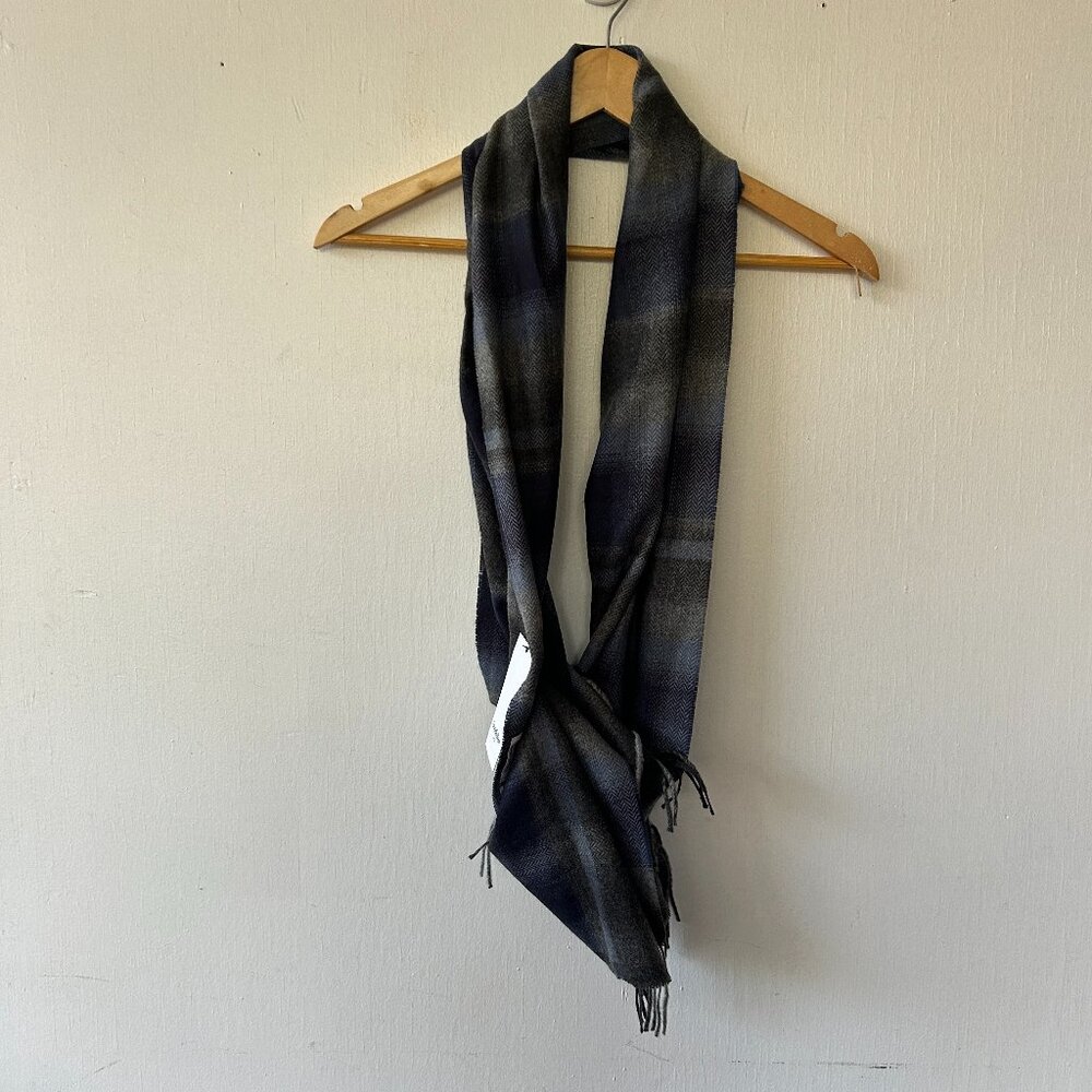 Goodfellow Mens Scarf Gray Blue NWT Fringe Lightweight